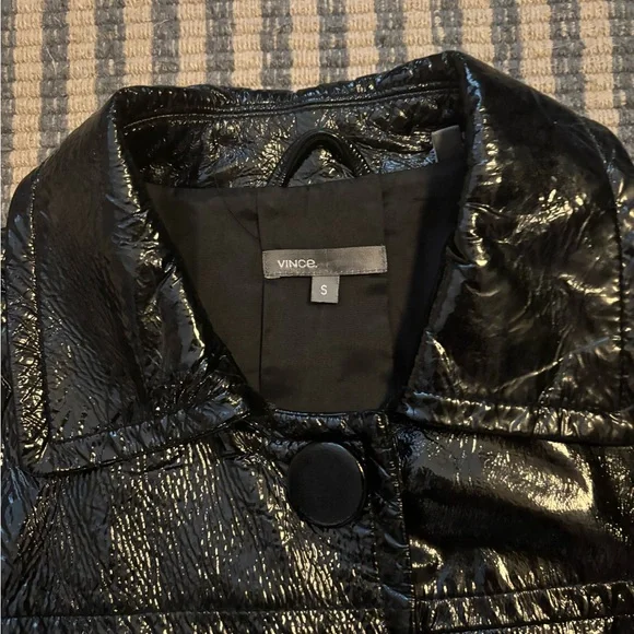 Vince Black Shiny Patent Leather Jacket - Picture 3 of 3
